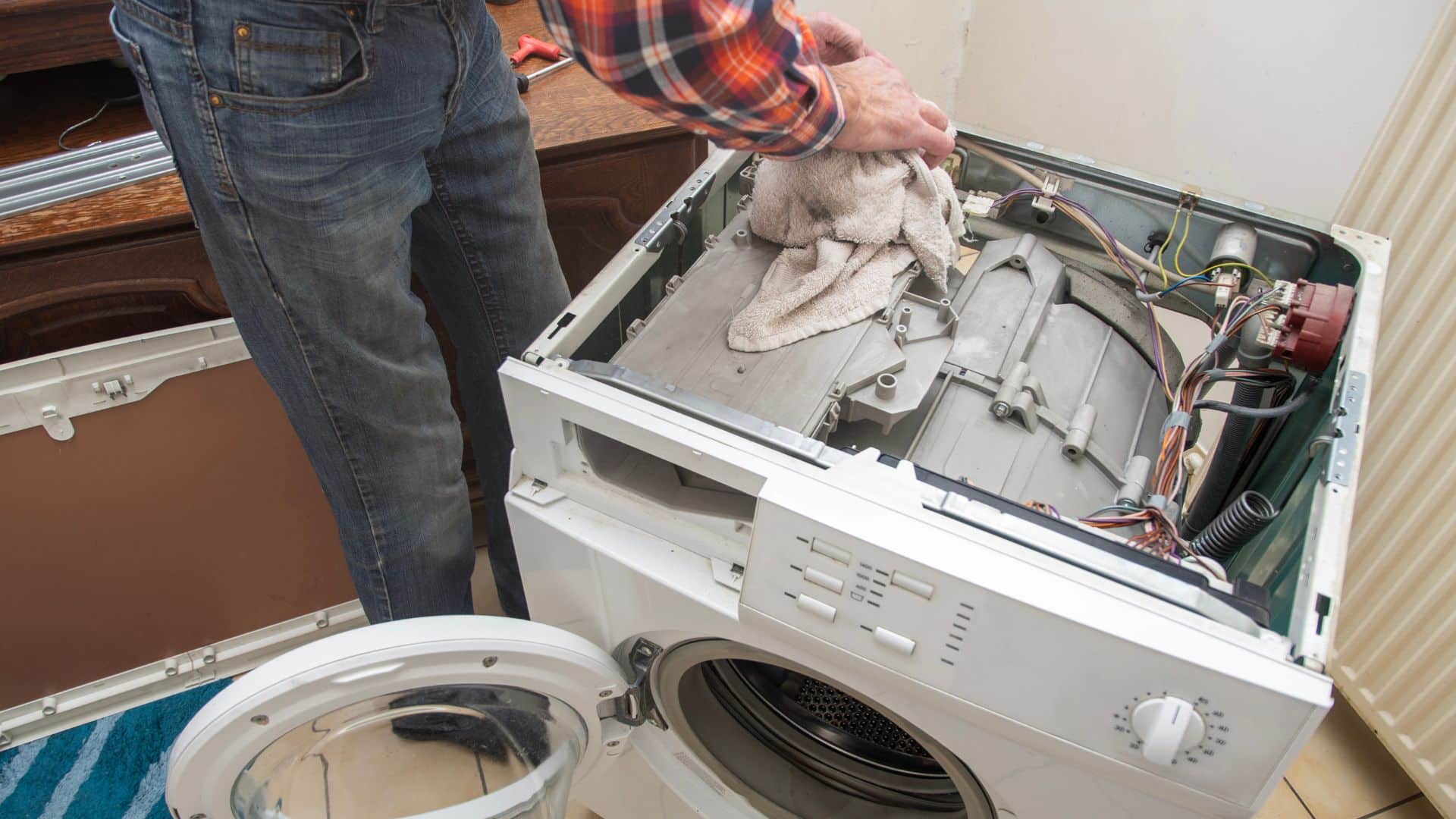 washer warning being fix by a professional